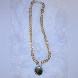 Lucky Brand Gold Necklace with Turquoise Accents